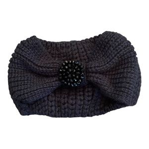 C.C. Exclusives Black knit crystal knot ear warmer